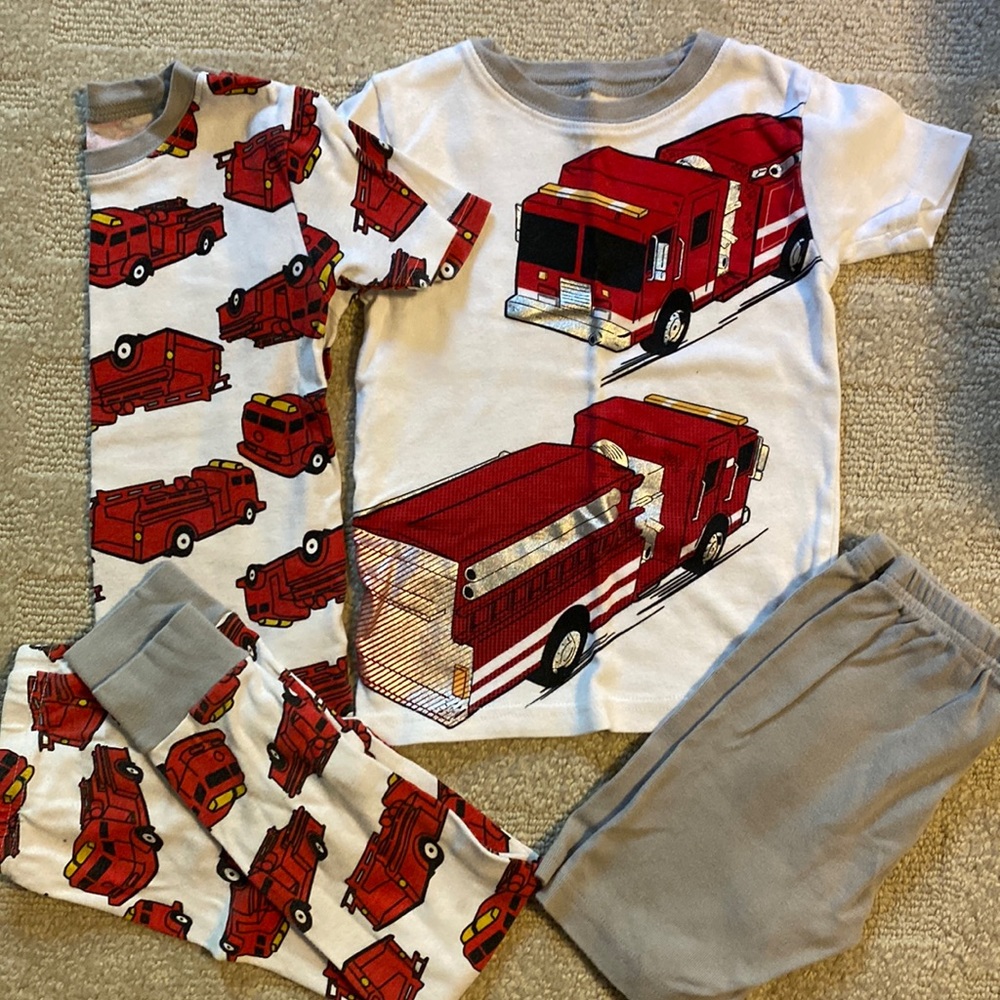 Lot of two pair Firetruck pajamas 4T
